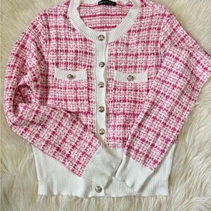 Bundle Of Two Elegant Pink and White and Purple and White Women's Cardigans